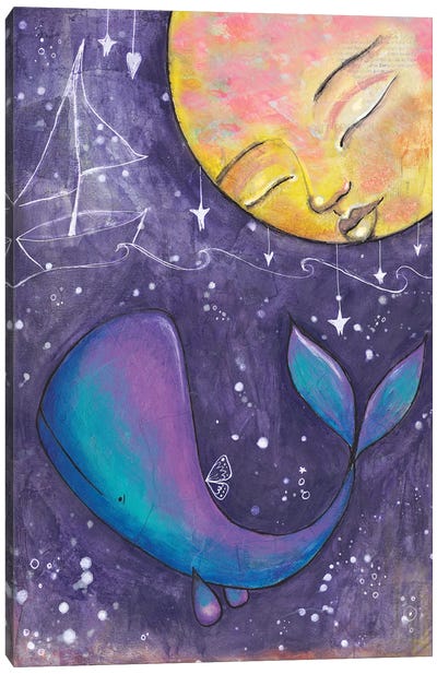 Moon Whale Canvas Art Print - Tamara Laporte