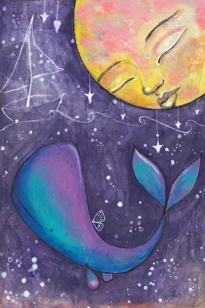 Kids Ocean Life Art: Moon Whale by Tamara Laporte