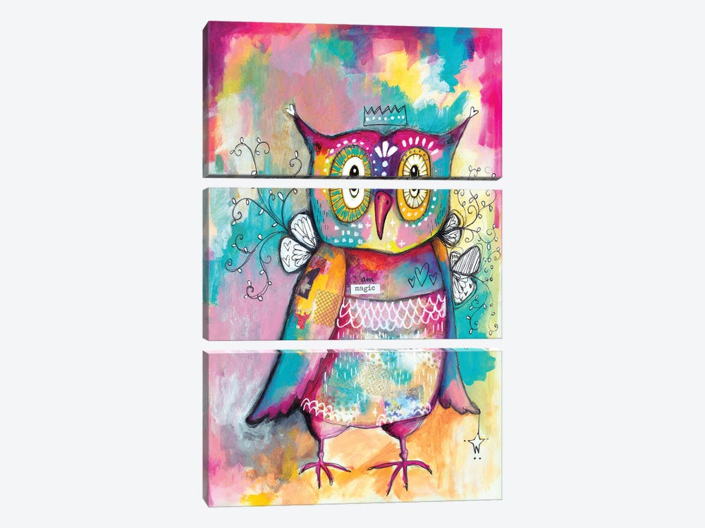 Owl Of Wisdom by Tamara Laporte 3-piece Canvas Print