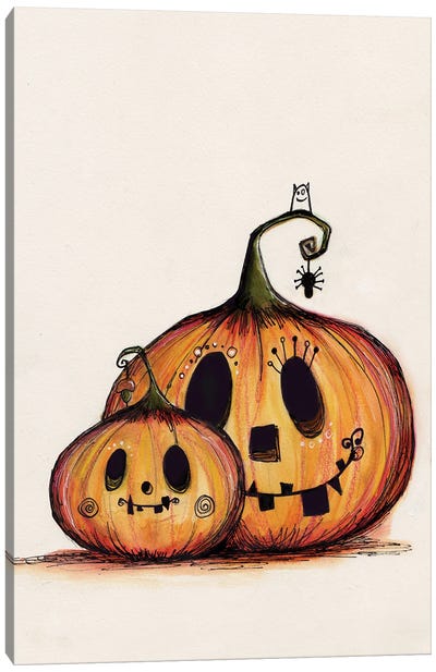 Pumpkin Mummy Baby Canvas Art Print - Spider Art