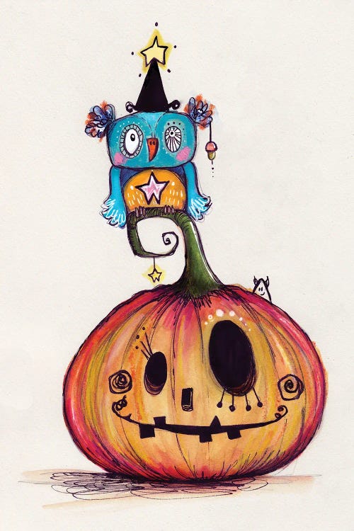 Pumpkin With Quirky Bird