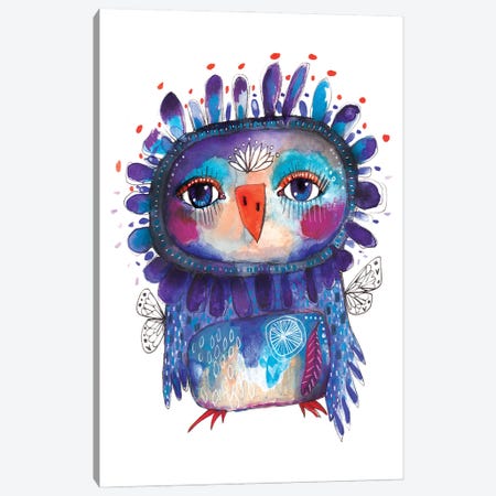 Quirky Bird Blue Canvas Print #LPR158} by Tamara Laporte Canvas Artwork