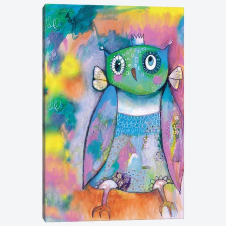 Quirky Owl Canvas Print #LPR161} by Tamara Laporte Art Print
