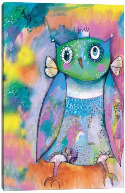 Quirky Owl Canvas Art Print - Tamara Laporte