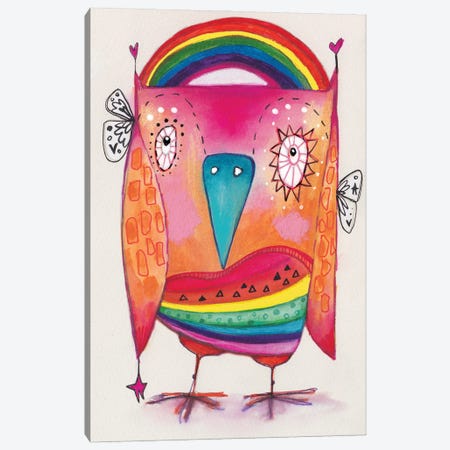 Rainbow Quirky Bird Canvas Print #LPR166} by Tamara Laporte Canvas Artwork