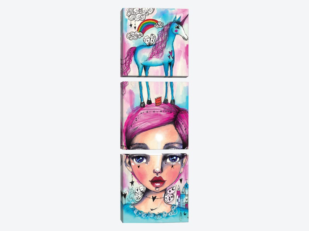Rainbow Unicorn Girl by Tamara Laporte 3-piece Canvas Wall Art