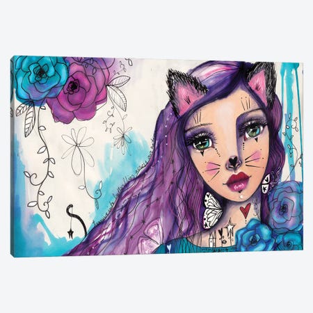 She Blooms VII-Catgirl Canvas Print #LPR180} by Tamara Laporte Canvas Art Print
