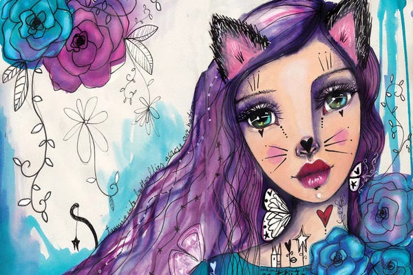 Butterflies and Flowers: She Blooms VII-Catgirl by Tamara Laporte