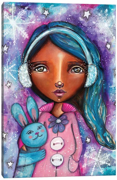 Snow Princess With Bunny Canvas Art Print - Tamara Laporte