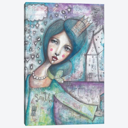 Soulful Princess With Owl Canvas Print #LPR188} by Tamara Laporte Canvas Art Print