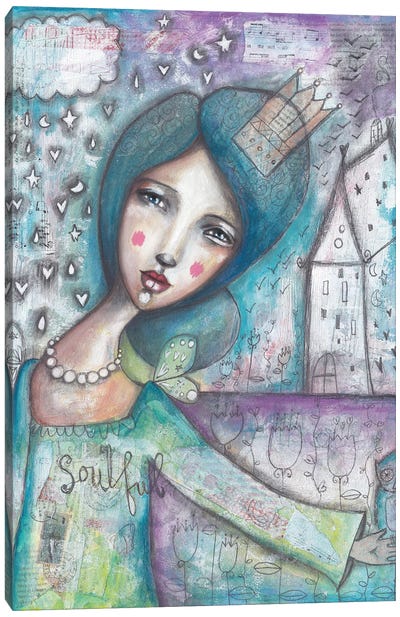 Soulful Princess With Owl Canvas Art Print - Tamara Laporte