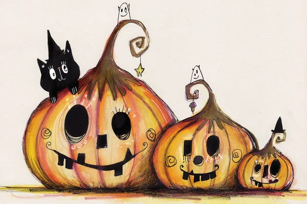 Black Cats: 3 Pumpkins by Tamara Laporte
