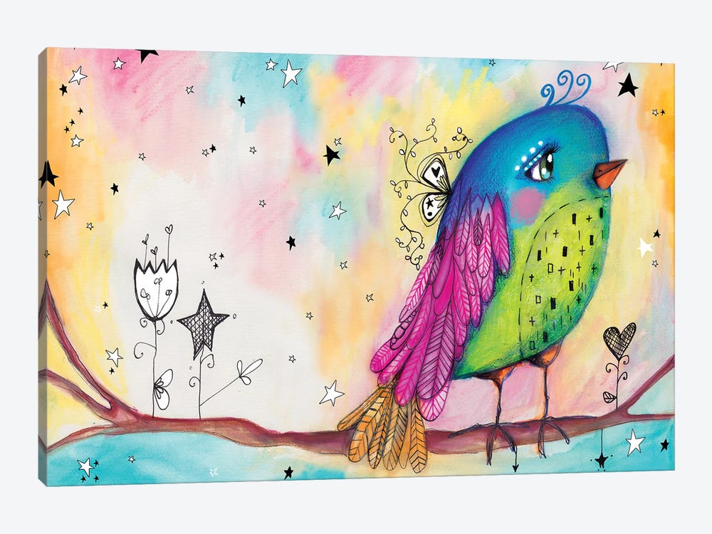 Sweet Bird With Stars by Tamara Laporte 1-piece Canvas Artwork