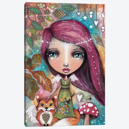 Autumn Fairy With Fox Canvas Print #LPR20} by Tamara Laporte Canvas Print
