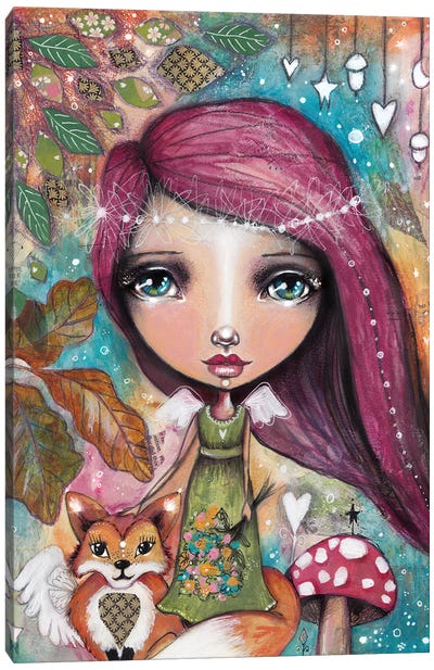 Autumn Fairy With Fox Canvas Art Print - Tamara Laporte