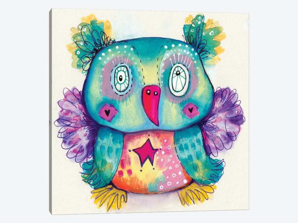 Teddy Bear Quirky Bird by Tamara Laporte 1-piece Canvas Print