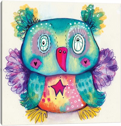 Teddy Bear Quirky Bird Canvas Art Print - Tamara Laporte