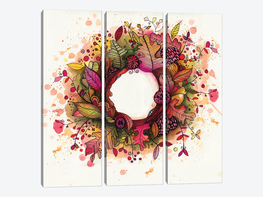 Autumn Wreath by Tamara Laporte 3-piece Canvas Print