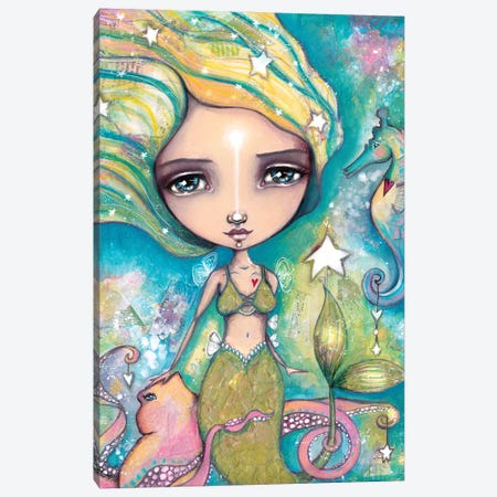 The Little Empowered Mermaid Canvas Print #LPR220} by Tamara Laporte Canvas Artwork
