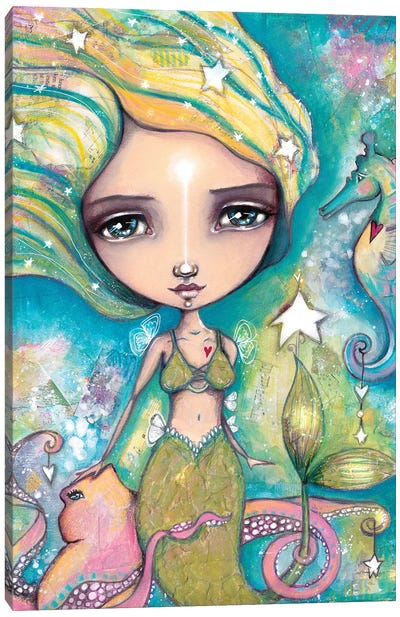 The Little Empowered Mermaid Canvas Art Print - Seahorse Art