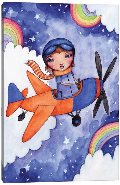 Flight Amongst The Stars & Rainbows Canvas Art Print