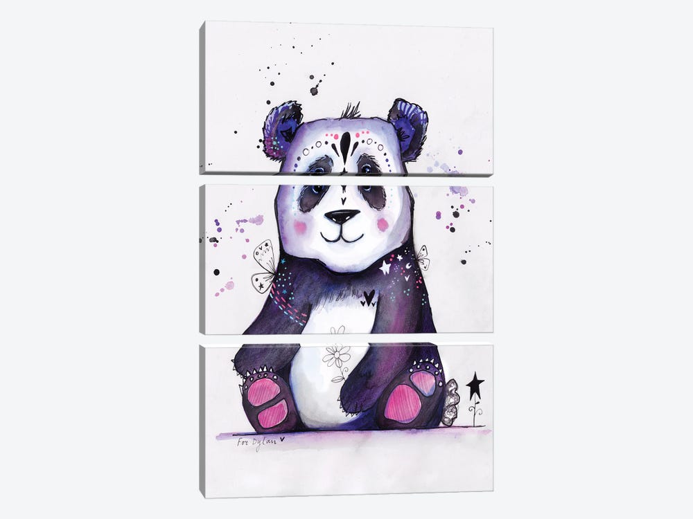 Happy Panda Bear by Tamara Laporte 3-piece Art Print