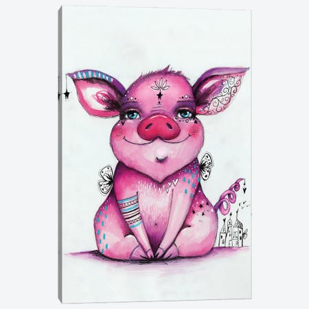Portrait Of A Pig Canvas Print #LPR258} by Tamara Laporte Art Print