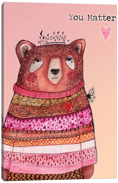 Bear Of Self Love Canvas Art Print - Brown Bear Art