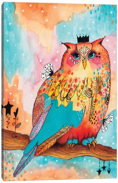 The Happy Owl Canvas Art Print - Tamara Laporte