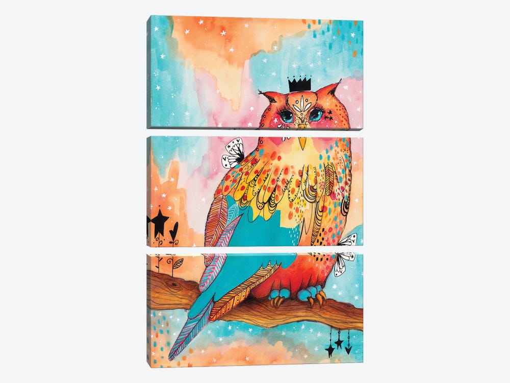The Happy Owl by Tamara Laporte 3-piece Canvas Print