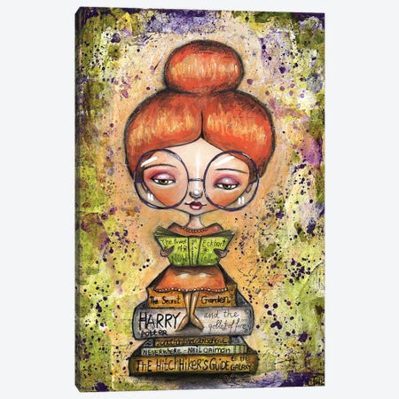 Book Worm Girl Canvas Print #LPR37} by Tamara Laporte Art Print