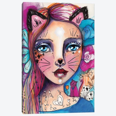 Cat Girlie Canvas Print #LPR43} by Tamara Laporte Canvas Print