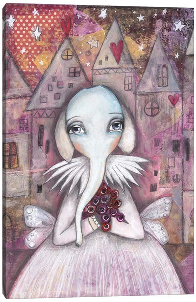 Elephant With Roses Canvas Art Print - Tamara Laporte