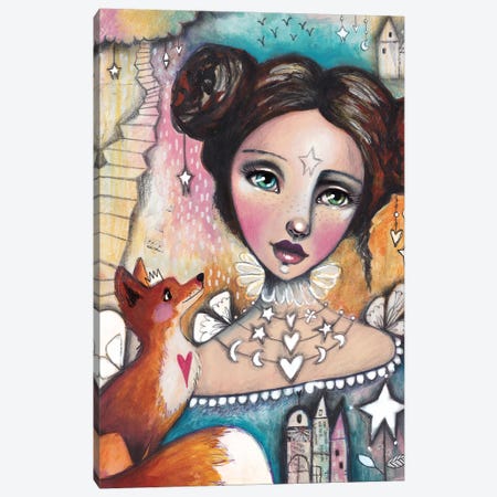 Fox Girl Canvas Print #LPR71} by Tamara Laporte Canvas Art