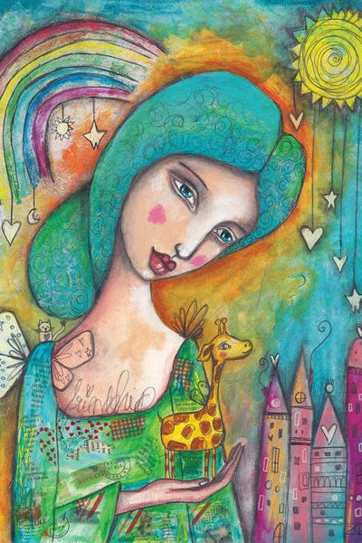 Giraffes: Girl With Giraffe by Tamara Laporte