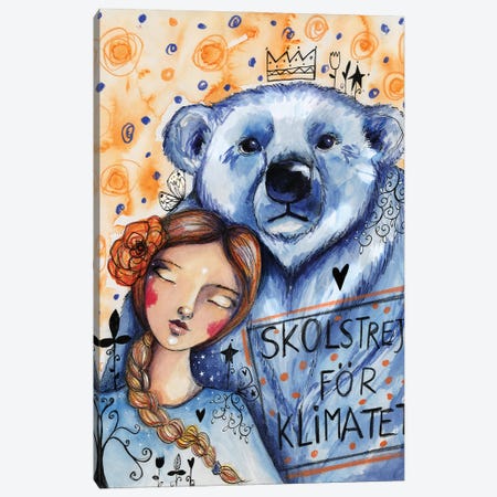 Greta And The Polar Bear Canvas Print #LPR84} by Tamara Laporte Canvas Artwork