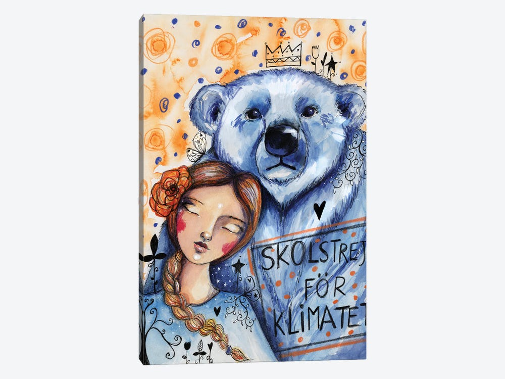 Greta And The Polar Bear by Tamara Laporte 1-piece Canvas Artwork