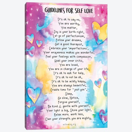 Guidelines For Self-Love Canvas Print #LPR87} by Tamara Laporte Canvas Artwork