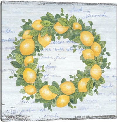 Lemon Wreath   Canvas Art Print - Annie LaPoint