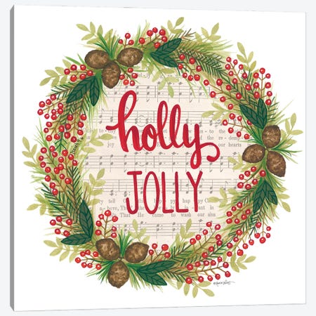 Holly Jolly Holiday Wreath Canvas Print #LPT34} by Annie LaPoint Canvas Art Print