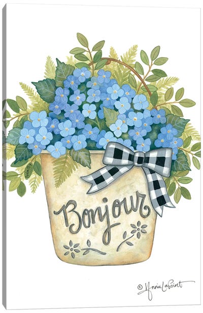 Hydrangeas Bonjour Canvas Art Print - Annie LaPoint