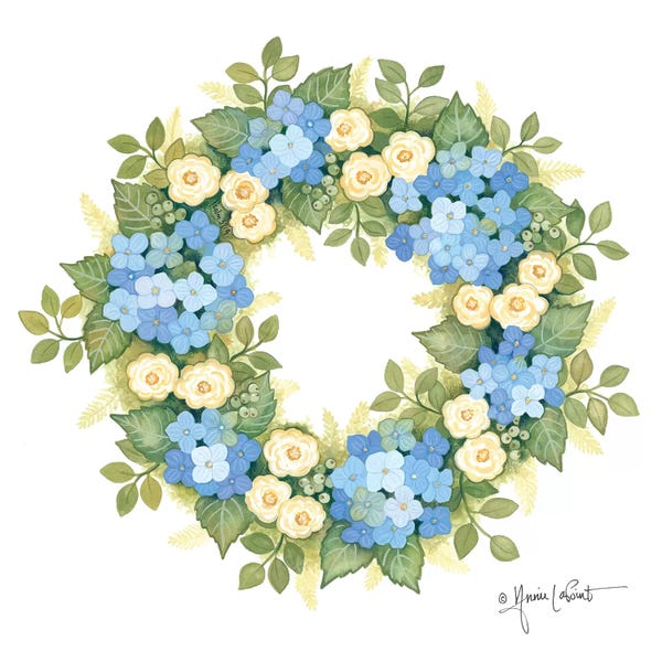 Hydrangeas: Hydrangeas in Bloom Wreath by Annie LaPoint