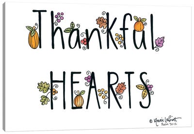 Thankful Hearts Canvas Art Print - Gratitude Art