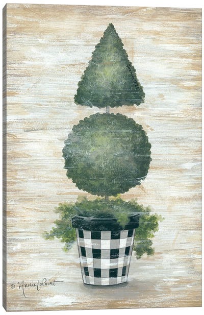 Gingham Topiary Cone Canvas Art Print - Annie LaPoint