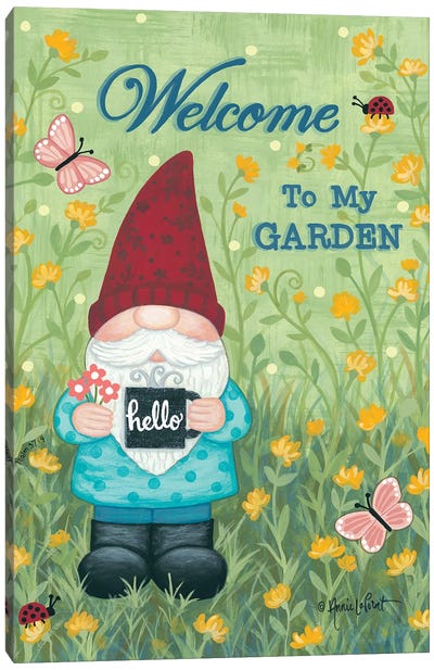 Welcome to My Garden Canvas Art Print - Gnomes