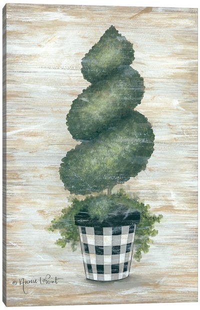Gingham Topiary Spiral Canvas Art Print - Annie LaPoint