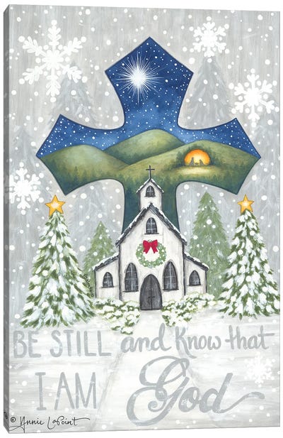 Christmas Cross Canvas Art Print - Annie LaPoint