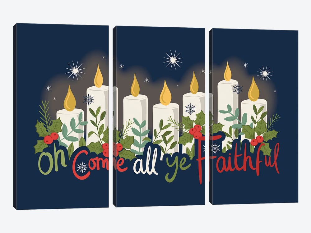 Oh Come All Ye Faithful by Lisa Perry 3-piece Canvas Art Print