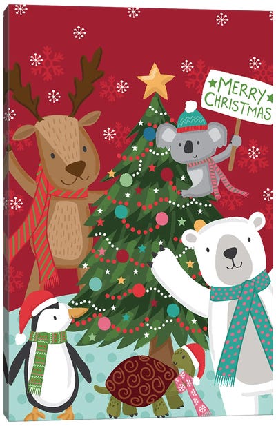 Merry Christmas Canvas Art Print - Polar Bear Art