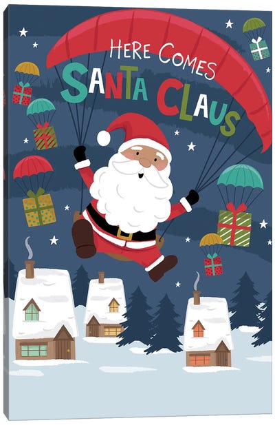 Here Comes Santa Claus Canvas Art Print - Santa Claus Art